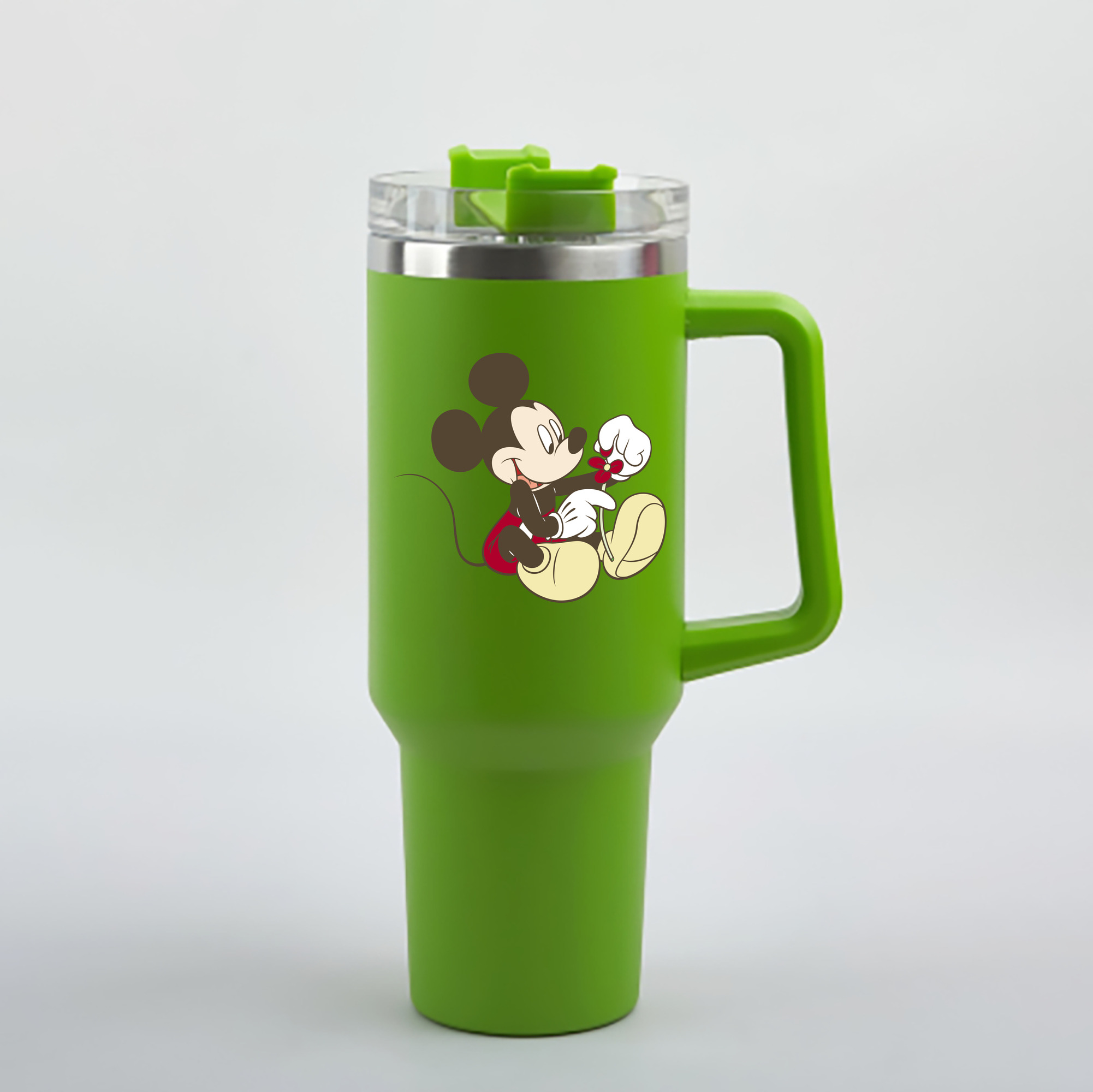 （画像用） ミッキーマウス Mickey Mouse 1200mL車用タンブラー - クリスタルステッカー（プラスチックストロー付き）